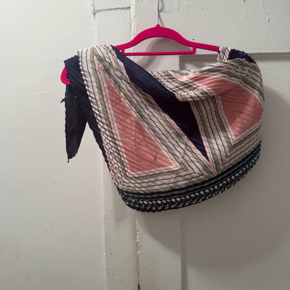 Pink and Navy Geometric Scarf